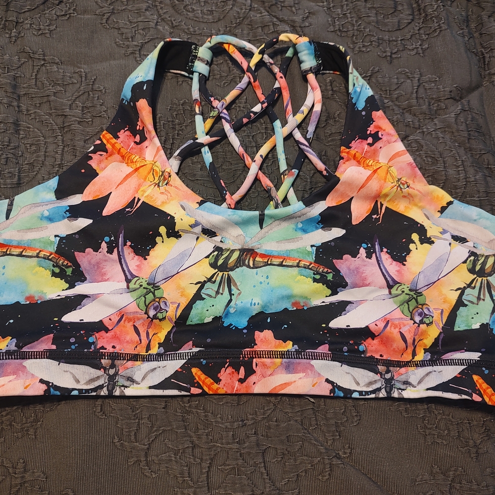 Constantly Varied Gear Watercolor Dragonfly Butterfly Back Sports Bra